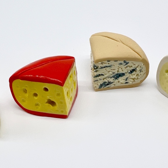 Cheese Place Card Holders - Set of 4 - Handmade Clay Brie, Gouda, Swiss, Blue - Picture 12 of 16